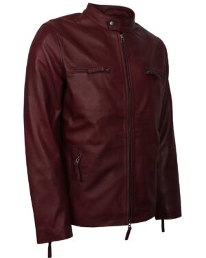 Men's Maroon Casual Classic Genuine Leather Jacket