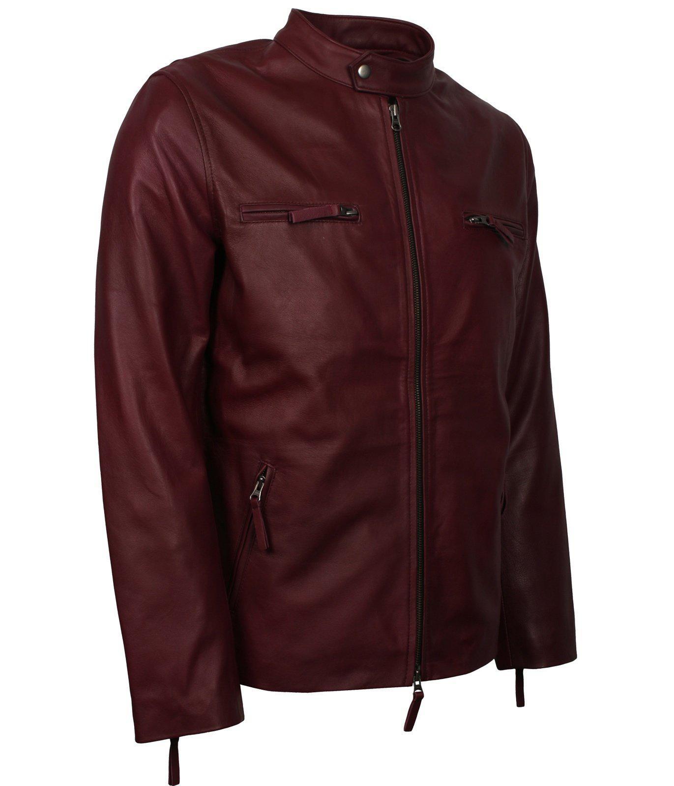 Men's Maroon Casual Classic Genuine Leather Jacket