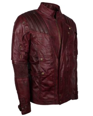Men's Maroon Genuine Leather Galaxy Guardians Biker Jacket