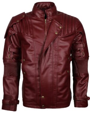 Men's Maroon Galaxy Guardians Cosplay faux Leather Biker Jacket