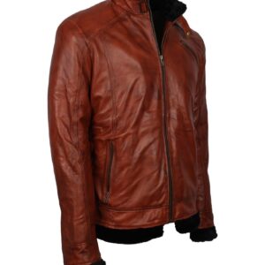 Men's Vintage Brown Classic Genuine Leather Fur Lining Jacket