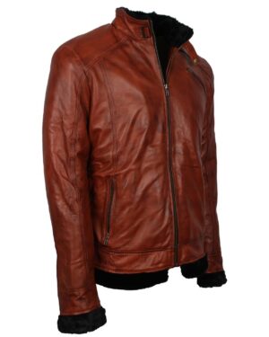 Men's Vintage Brown Classic Genuine Leather Fur Lining Jacket
