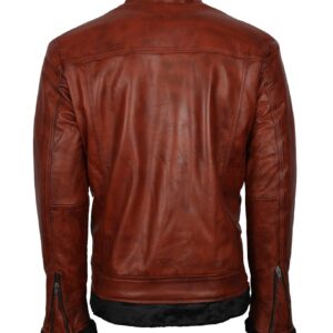 Men's Vintage Brown Classic Genuine Leather Fur Lining Jacket