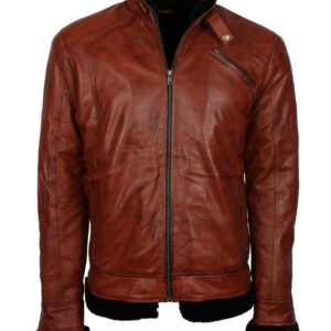 Men's Vintage Brown Classic Genuine Leather Fur Lining Jacket
