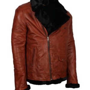 Men's Winter Brown Brando Genuine Leather Fur Lining Jacket