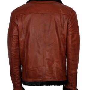 Men's Winter Brown Brando Genuine Leather Fur Lining Jacket