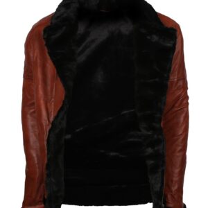 Men's Winter Brown Brando Genuine Leather Fur Lining Jacket