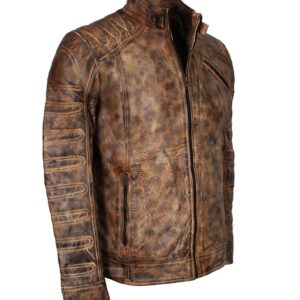 Men's Vintage Distressed Brown Leather Jacket