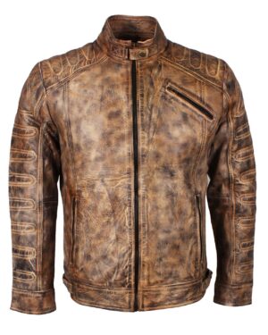 Men's Vintage Distressed Brown Leather Jacket