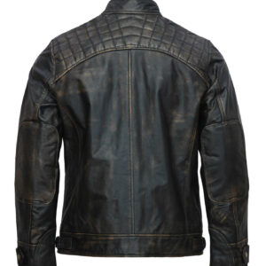 Men’s Black Distressed Motorcycle Leather Jacket