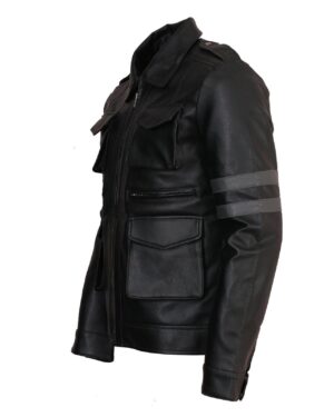 Men's Multi Pockets Evil Resident Cosplay Genuine Leather Jacket