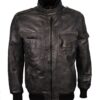 Men's Grey Classic Bomber Genuine Leather Jacket