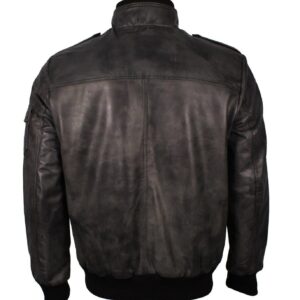 Men's Grey Classic Bomber Genuine Leather Jacket