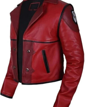 Alternative view of Arcane Vi LoL Red Cosplay Leather Jacket