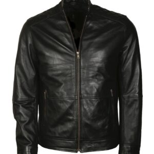 American Flag Skull Biker Leather Jacket in Real Leather