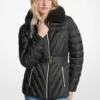 Michael Kors Women's Faux Fur Trim Packable Nylon Puffer Jacket MICHAEL