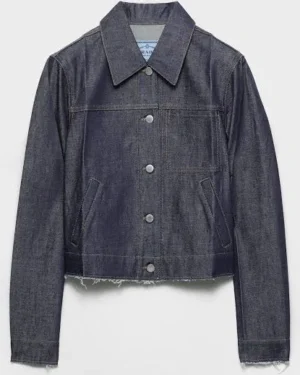 Prada Women's Frayed-edge Regular-fit Denim Jacket